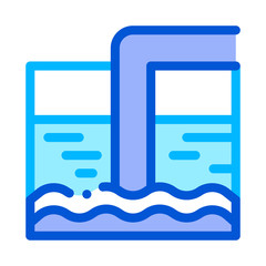 Sticker - Water Treatment Tank And Offtake Tube Vector Icon Sign Thin Line. Water Treatment Linear Pictogram. Recycling Environmental Ecosystem Plumbing Industry Contour Illustration