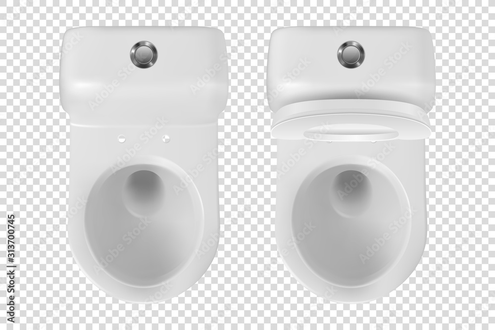 Vector 3d Realistic White eramic Toilet Icon Set Closeup Isolated on ...