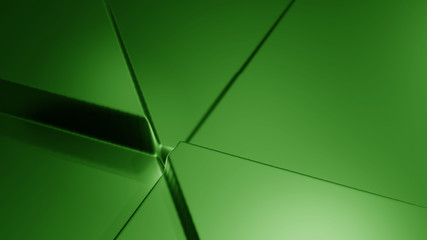 Poster - green abstract background 3d animation with extruded triangles moving and changing sizes, seamless loop animation