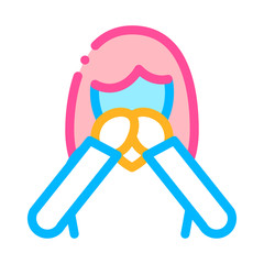 Poster - Nausea Symptomp Of Pregnancy Vector Thin Line Icon. Morning Sickness Woman Symptomp Of Pregnancy Pictogram. Characteristic And Diagnosis Of Future Mother Contour Illustration