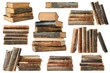 © ChaoticDesignStudio - Isolated old books. Collection of old books in piles and stacks isolated on white background with clipping path