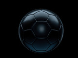 Black football or soccer ball against black background