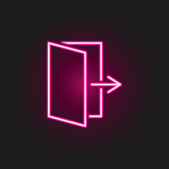 Poster - exit sign neon style icon. Simple thin line, outline vector of web icons for ui and ux, website or mobile application