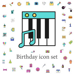 Poster - piano keys colored icon. birthday icons universal set for web and mobile