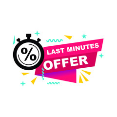 Fototapete - last minute deal button. flat label flag sign. Countdown, last minute offer Vector illustration. Isolated on white background.