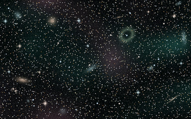 night sky vector background with stars, nebula and galaxies