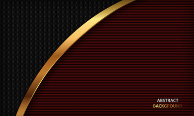 Dark red luxury background with realistic golden element. Modern vector design template.