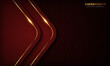 Red luxury background with overlap layers. Texture with golden line and shiny golden light effect. Vector illustration.