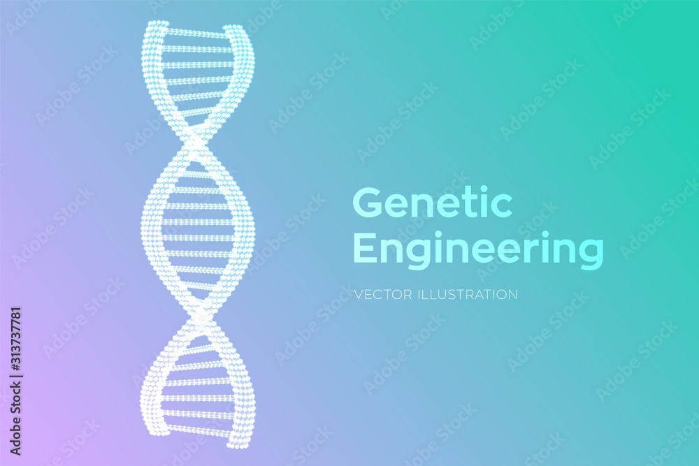 DNA sequence in hands. Wireframe DNA molecules structure mesh. DNA code ...