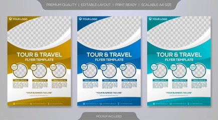 travel flyer 03 set of tour and travel flyer template with abstract style and modern concept layout,