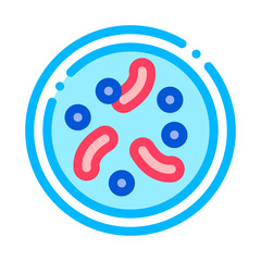 Poster - Illness Disease Bacteria Vector Thin Line Icon. Unhealthy Bacteria Parasite In Flask Linear Pictogram. Chemical Microbe Type Infection Microorganism Bacteriology Contour Illustration