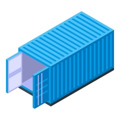 Poster - Blue cargo container icon. Isometric of blue cargo container vector icon for web design isolated on white background