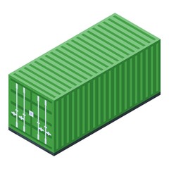 Poster - Green cargo container icon. Isometric of green cargo container vector icon for web design isolated on white background