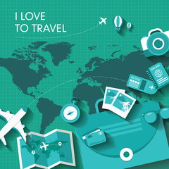 Around the world tour. Travel concept vector illustration