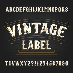Poster - Vintage Label alphabet font. Hand drawn scratched letters and numbers. Vector typescript for your typography design.