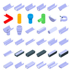 Poster - Gutter icons set. Isometric set of gutter vector icons for web design isolated on white background