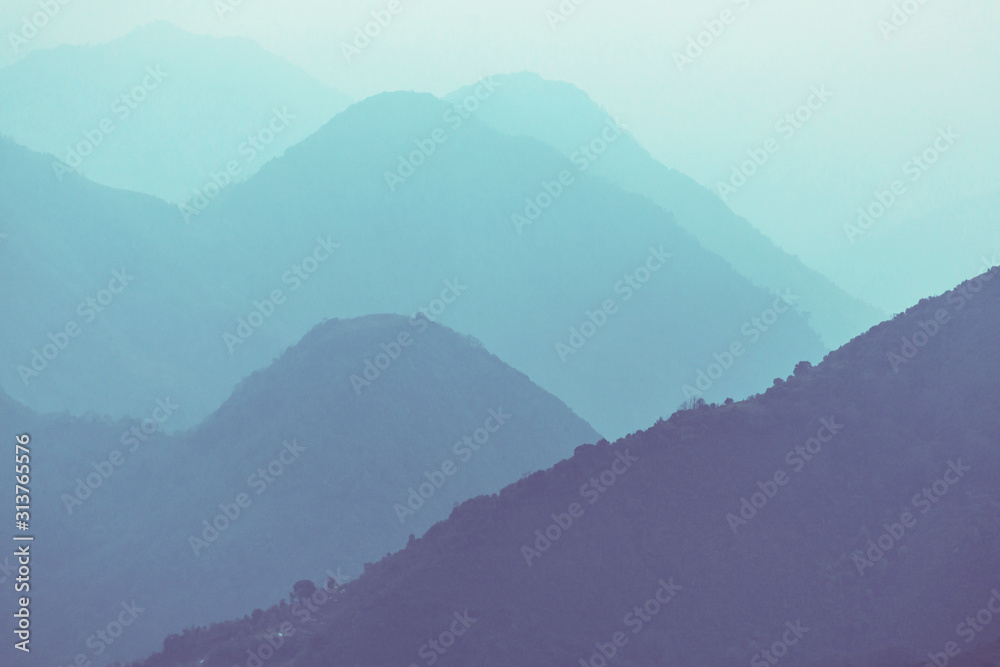 Mountains silhouette - obrazy, fototapety, plakaty 