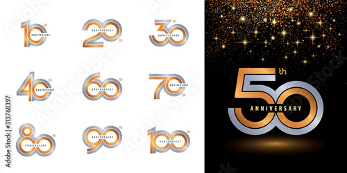 Set of Anniversary logotype design, Celebrating Anniversary Logo multiple line s Poster Mural XXL