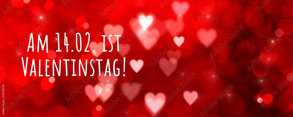 Obraz na płótnie valentines day background german text - reminder - Am 14.02. ist Valentinstag w salonie