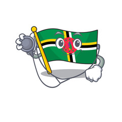 Wall Mural - Smart and cool flag dominica cartoon character in a Doctor with tools