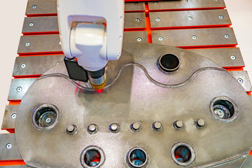 Poster - metalworking industry. manufacture of metal parts. leveling the surface of the metal workpiece. mach