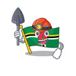 Cool clever Miner flag dominica cartoon character design