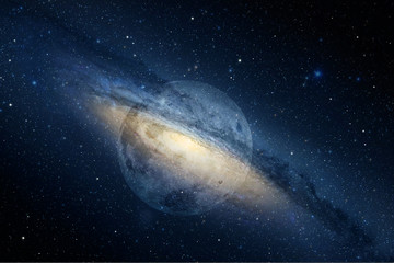 Wall Mural - Stars, planet and galaxy space sky night background