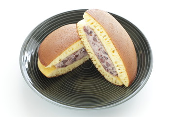 Japanese confectionery, Dorayaki  wagashi on dish