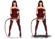 Mistress in corset with whip isolated illustration