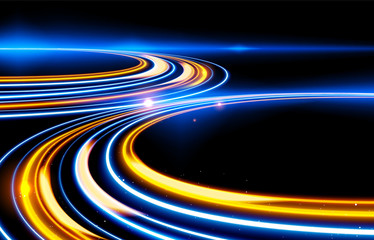 Poster - Slow Shutter Light Trails Effect in vector