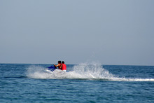 Ski Jet Boat Running On Sea