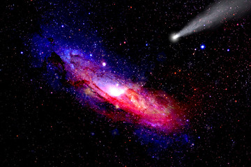 Wall Mural - Comet, stars and galaxy space sky night background