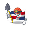 Cool clever Miner flag dominican republic cartoon character design