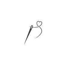 Sewing Needle Love. Vector Icon Template