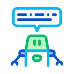 Poster - Artificial Intelligence Chat Bot Vector Sign Icon Thin Line. Artificial Intelligence Robot Assistance Linear Pictogram. Technology Support, Fingerprint, Microchip Contour Illustration