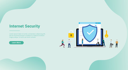 Fototapete - internet security and data digital protection for website template or landing homepage - vector