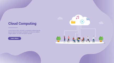 Fototapete - cloud computing technology file saving for website template or landing homepage - vector