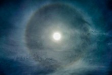 Sun With Circular Rainbow Sun Halo Occurring Due To Ice Crystals In Atmosphere, Sun Halo Background