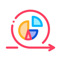 Sticker - Round Graph In Center Agile Arrow Mark Vector Icon Thin Line. Agile Rocket And Document, Gear And Package, Loud-speaker And Stop Watch Illustration