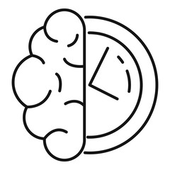 Poster - Brain think time icon. Outline brain think time vector icon for web design isolated on white background