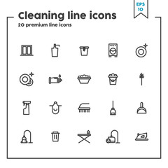 Poster - Cleaning thin line icon. Concept of cleaning service. Vector illustration symbol elements for web design and apps..