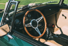 Wooden Steering Wheel, Vintage Car