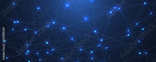 Cuadros en Lienzo Abstract Big Data visualization digital network connection concept background