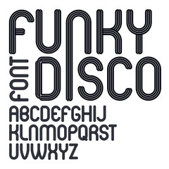 Poster - Vector script, modern freaky alphabet letters set, for use as retro poster design elements for fun club or concert advertising.