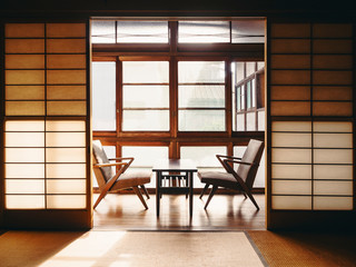 Wall Mural - Japanese style room Interior with retro chair Vintage tone Japan house living