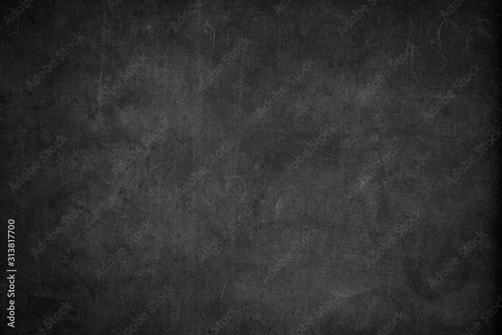 Blank front Real black chalkboard background texture in college concept for back to school kid wallpaper for create white chalk text draw graphic. Empty old back wall education blackboard. - obrazy, fototapety, plakaty 