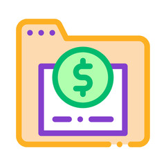 Poster - Financial Electronic Computer Folder Vector Icon Thin Line. Dollar Money On Smartphone Display And Magnifier, Financial Accounting Illustration