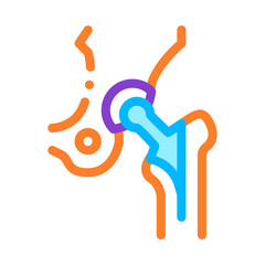 Poster - Hip Implant Replacement Biomaterial Vector Icon Thin Line. Biology And Science Flasks, Bioengineering, Dna And Medicine Biomaterial Concept Linear Pictogram. Contour Illustration
