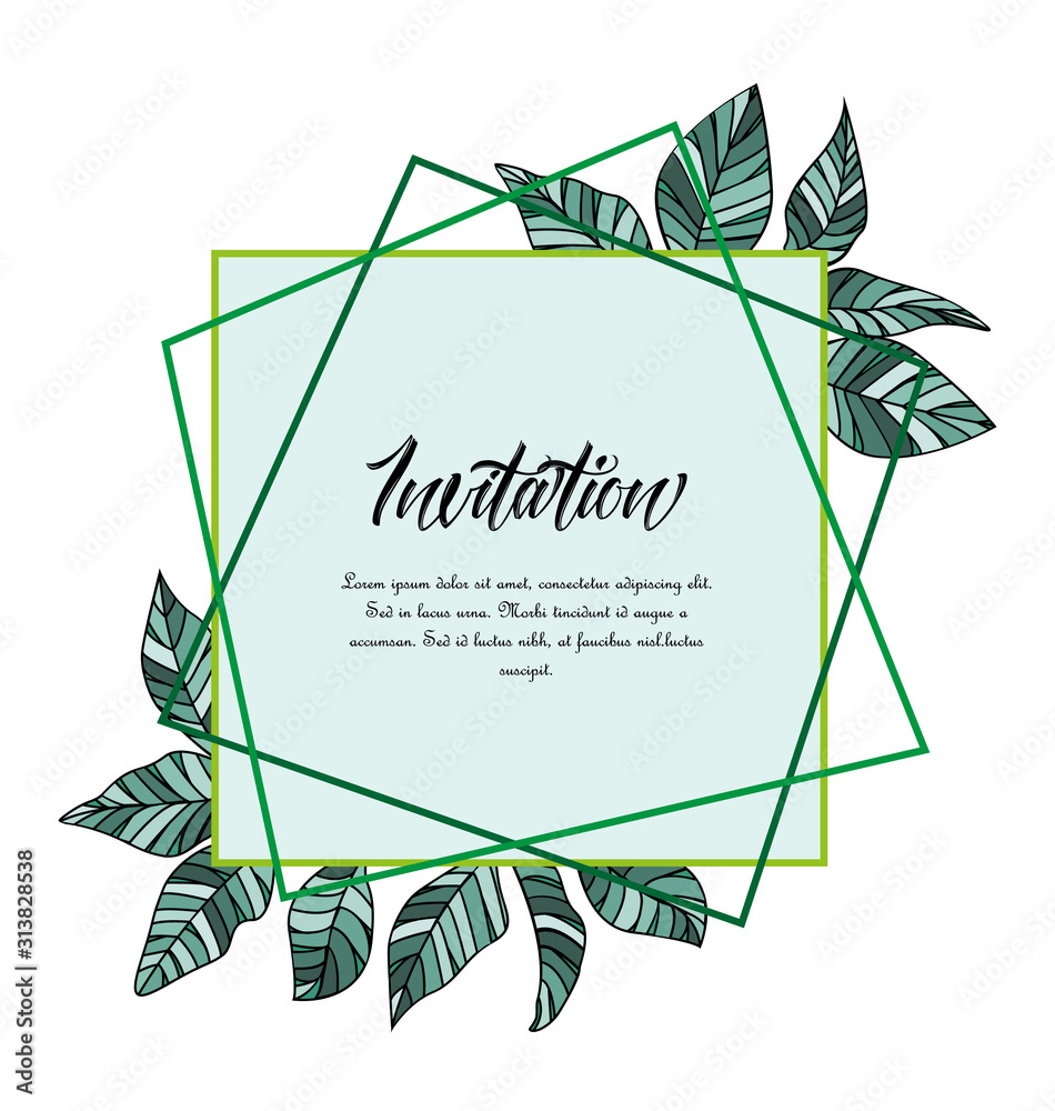 Vector illustration floral greenery card design. Forest leaves. Wedding ...