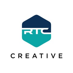 abstract initial letter R T C logo design template